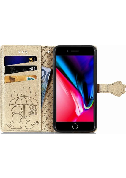 Iphone 8 Için Kılıf/7 Artı Karikatür Hayvanlar Kapak Çevirin Kısa Kayış Deri (Yurt Dışından)