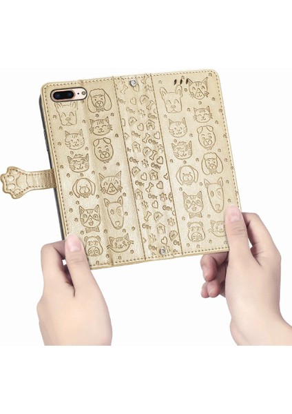 Iphone 8 Için Kılıf/7 Artı Karikatür Hayvanlar Kapak Çevirin Kısa Kayış Deri (Yurt Dışından)