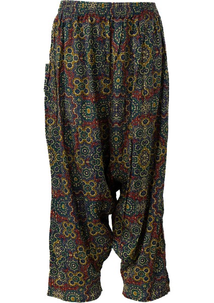 Kadın Şalvar Pamuklu Dokuma Viskon Kumaş Beli Lastikli Geniş Paça Rahat Kesim Tam Kalıp