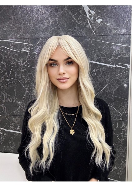 Platin Dalgalı Uzun Perçemli Vip Peruk A++ Kalitede