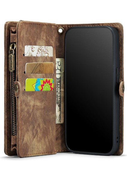 IPhone 13 Mini Cüzdan Kapak Için Kılıf ile Üç Katlı Tpu Pc El Yapımı Deri (Yurt Dışından)
