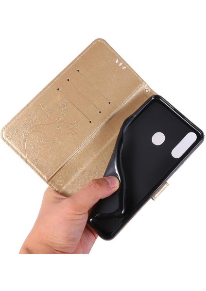 Samsung Galaxy A20S Kickstand Pu Deri Kart Tutucu Bilek Için Filp Durumda (Yurt Dışından)