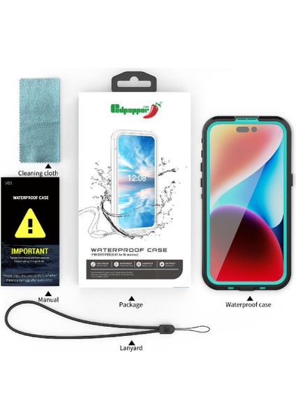 Iphone 15 Için Kılıf Pro Max 12FT Askeri Darbeye Su Geçirmez Dahili (Yurt Dışından)