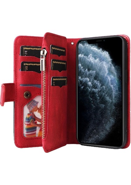 IPhone 11 Pro Max Fermuar Cüzdan Tarzı Iki Renkli Dikiş Dokuz (Yurt Dışından)