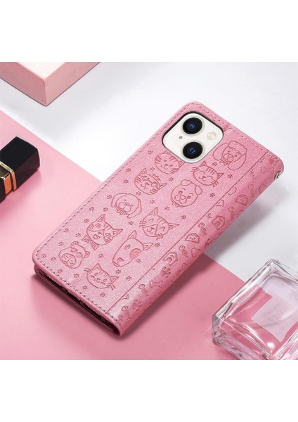 Iphone 15 Için Kılıf Artı Karikatür Hayvanlar Kısa Kayış Darbeye Deri (Yurt Dışından)