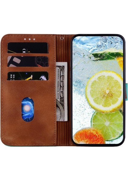 Huawei P30 Lite Için Telefon Kılıfı Pu Deri Cüzdan Kapak Çift 8 Kabartmalı (Yurt Dışından)