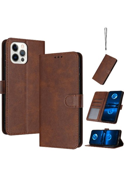Toka Saf Renk Pu ile Kart Yuvası ile IPhone 12 Pro Max Için Flip Case (Yurt Dışından)