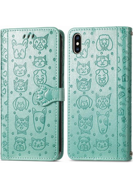 Iphone Xs Için Kılıf Kapak Kapak Kısa Kayış Karikatür Hayvanlar Darbeye Vaka (Yurt Dışından)
