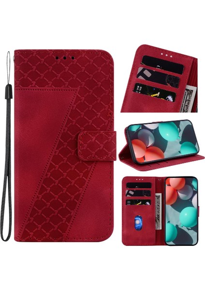 Iphone 15 Için Telefon Kılıfı Pro Max Pu Deri Kabartmalı Desen Flip Folio (Yurt Dışından)