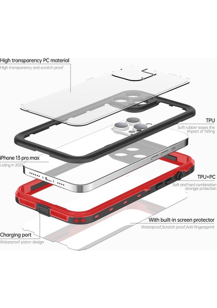 Iphone 13 Için Kılıf Pro Max IP68 Su Geçirmez Tam 12FT Askeri Darbeye (Yurt Dışından)