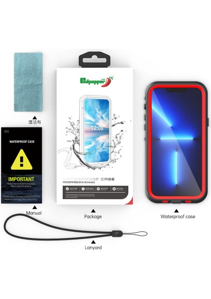Iphone 13 Için Kılıf Pro Max IP68 Su Geçirmez Tam 12FT Askeri Darbeye (Yurt Dışından)