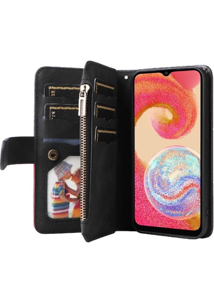 Kart Yuvası Standı Dokuz Kart Yuvaları Fermuar ile Samsung Galaxy A04E Için Kılıf (Yurt Dışından) fırsatları