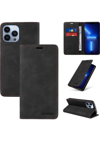 Iphone 13 Için Kılıf Pro Max Pu Deri Koruyucu Manyetik Folio Cüzdan (Yurt Dışından)