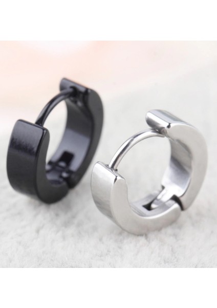 Ince Düz Unisex Halka Erkek Çelik Küpe Çifti 3 mm mse8