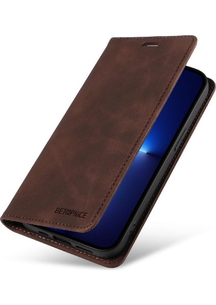 Iphone 13 Için Kılıf Pro Max Pu Deri Koruyucu Manyetik Folio Cüzdan (Yurt Dışından)