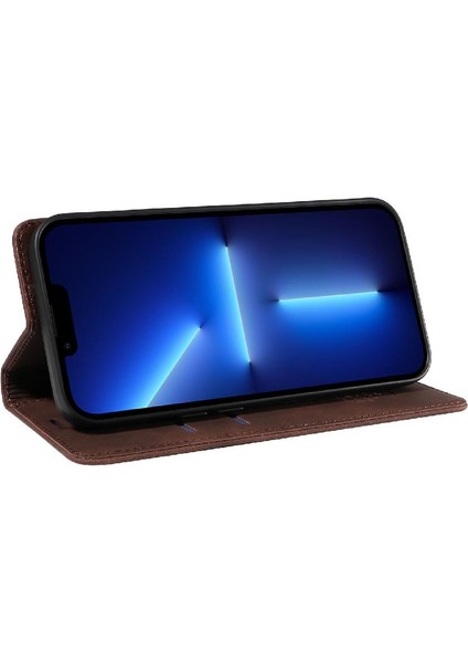 Iphone 13 Için Kılıf Pro Max Pu Deri Koruyucu Manyetik Folio Cüzdan (Yurt Dışından)