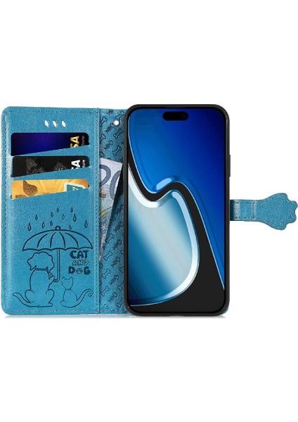 Iphone 15 Için Kılıf Artı Karikatür Hayvanlar Kısa Kayış Darbeye Deri (Yurt Dışından)