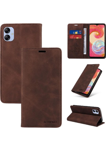 Samsung Galaxy A04E 4g Için Kılıf Folio Cüzdan Pu Deri Manyetik Koruyucu (Yurt Dışından)