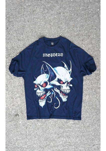 Dropdead Lacivert Oversize Unisex T-Shirt