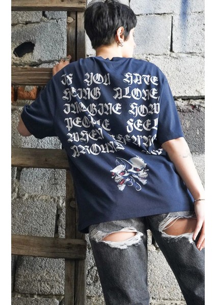 Dropdead Lacivert Oversize Unisex T-Shirt fırsatları