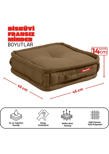 Bisküvi Minder Petek Önü Palet Üstü Minderi Fransız Minder Bank Ve Bahçe Minderi 45x45x14 Cm Kahve