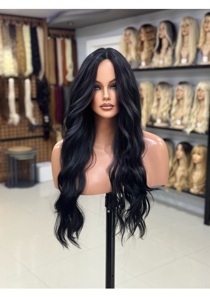 Siyah Dalgalı Vip Saç Peruk