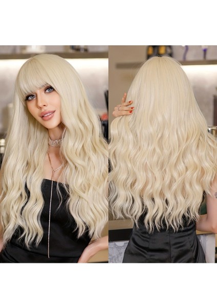 Soğuk Sarı Su Dalgalı Perçemli Peruk