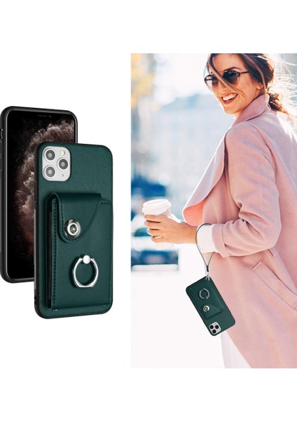 Iphone 11 Için Kılıf Pro Max El Kayışı Koruyucu Kapak Kart Yuvası Tutucular (Yurt Dışından)