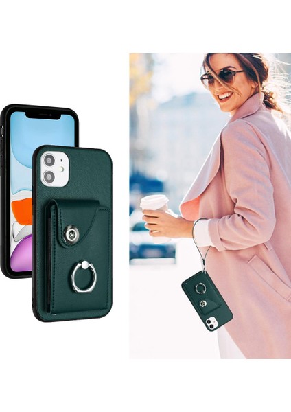 Iphone 12 Için Kılıf Mini Deri El Kayışı Kart Yuvası Tutucular Koruyucu (Yurt Dışından)
