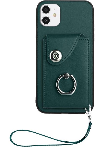 Iphone 12 Için Kılıf Mini Deri El Kayışı Kart Yuvası Tutucular Koruyucu (Yurt Dışından)