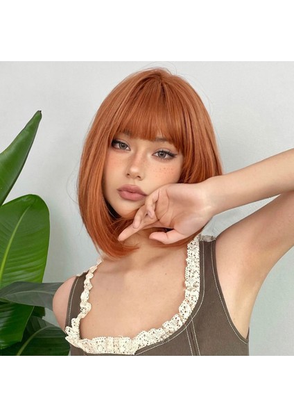 Bob Özel Perçemli Bakır Renk Peruk modelleri