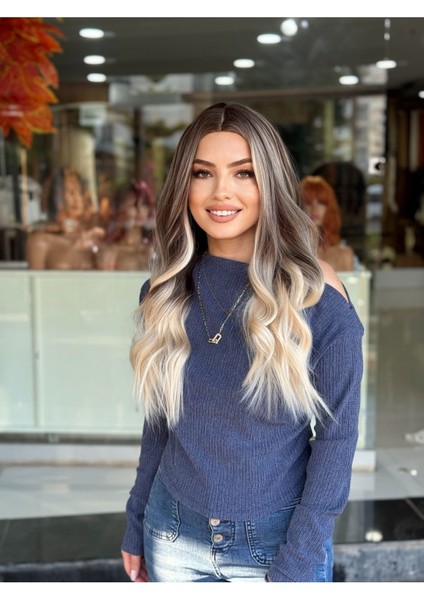 Luxury Platin Sıcak Sarı Röfleli - Özel Tasarım Peruk