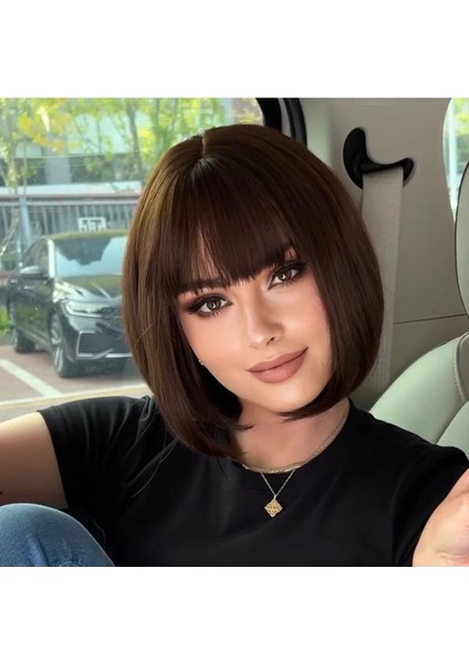 Kahve Tonu Perçemli Küt Model