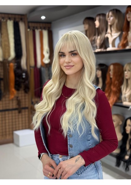 Platin Kahkülü Dalgalı Peruk Model - Gerçek Saç Dokusunda