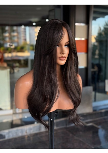 Koyu Kahve Uzun Perçemli Vip Peruk modelleri