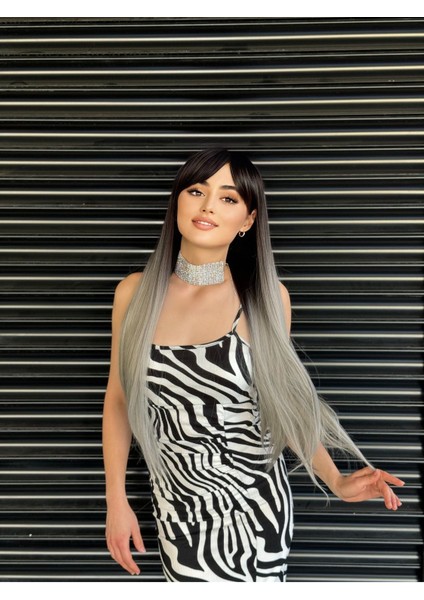 Perçemli Siyah Gri Düz 70-75 cm Peruk Model fiyatları