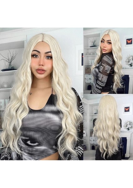 Soğuk Sarı Perçemsiz Dalgalı Peruk