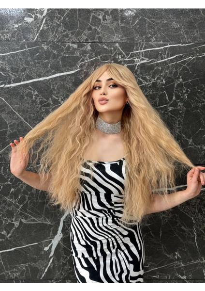 Perçemli Karamel Yoğun Dalgalı Peruk Model