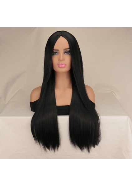 Siyah Düz Perçemsiz Peruk