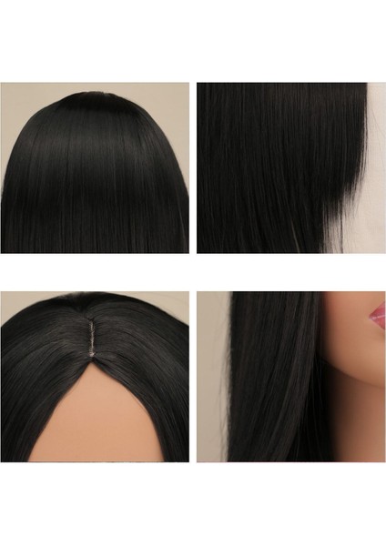 Siyah Düz Perçemsiz Peruk fiyatları