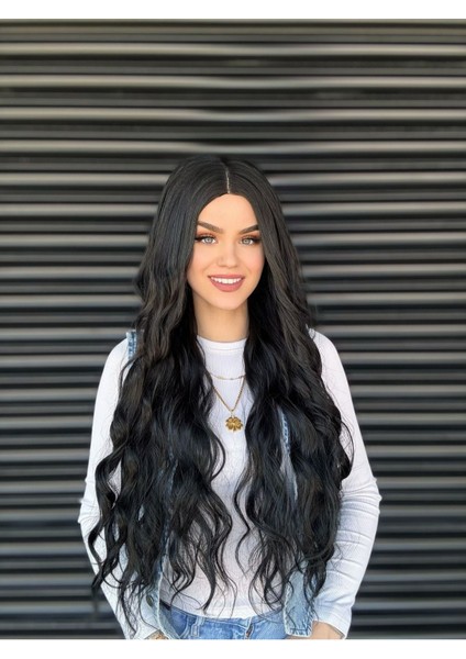 Siyah Özel Dalgalı Perçemsiz Vip Peruk
