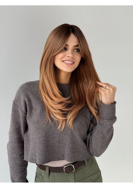 Kahve Tonu Katlı Kesimli Peruk