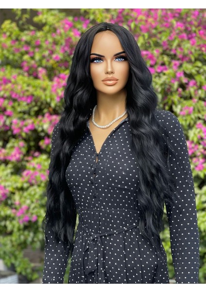 Siyah Perşemsiz Dalgalı Luxury Peruk