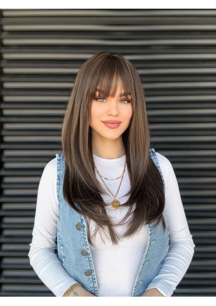 Açık Kumral Katlı Kesim Vip Peruk Model