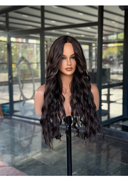 Luxury Kahve Tonu Dalgalı Peruk - Özel Tasarım