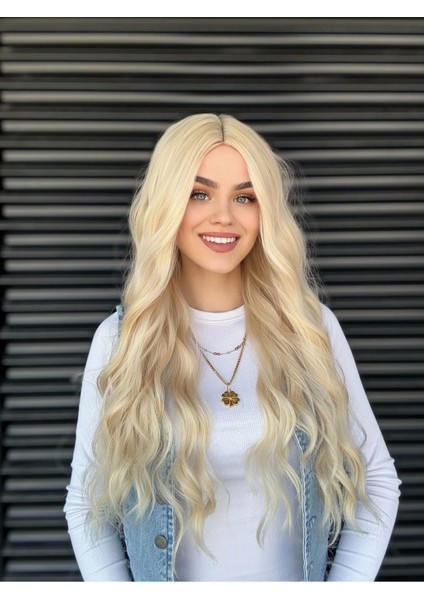 Platin Sarısı Perçemsiz Yoğun Dalgalı Vip Peruk fiyatları