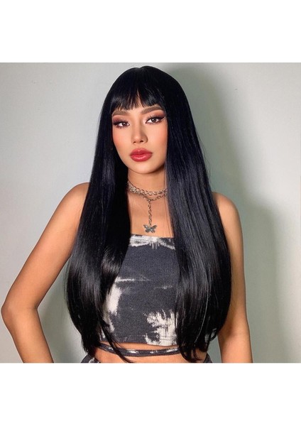 Siyah Perçemli Düz Peruk Model fırsatları