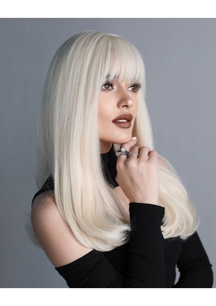 Luxury Özel Perçemli Soğuk Sarı Vip Peruk