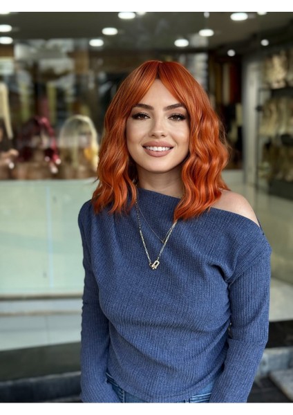 Bakır Kısa Dalgalı Peruk Model