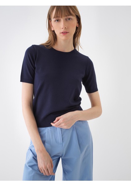 Kadın Lacivert Regular Fit Basic Kazak